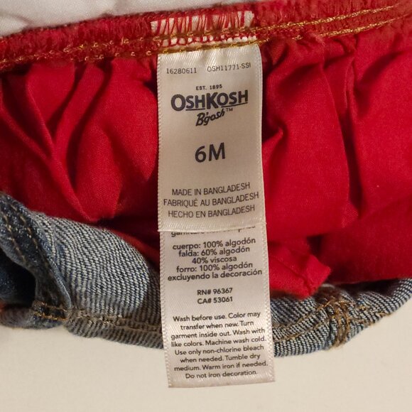 ADORABLE OshKosh B'Gosh Hankerchief Bandana Print Overall Dress Size 6 Months - Picture 4 of 5